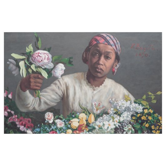 Frederic Bazille - Junge Frau mit Peonies Stoff (Yard (91,4 cm))