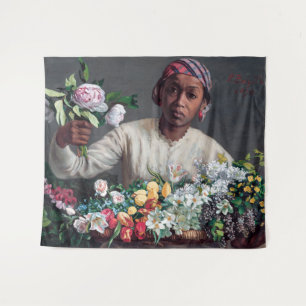 Frederic Bazille - Junge Frau mit Peonies Wandteppich