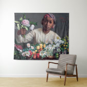 Frederic Bazille - Junge Frau mit Peonies Wandteppich (Beispiel (Horizontal))