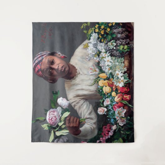 Frederic Bazille - Junge Frau mit Peonies Wandteppich (Vorderseite)