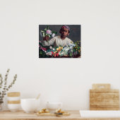 Frederic Bazille - Junge Frau mit Pfingstrosen Poster (Küche)