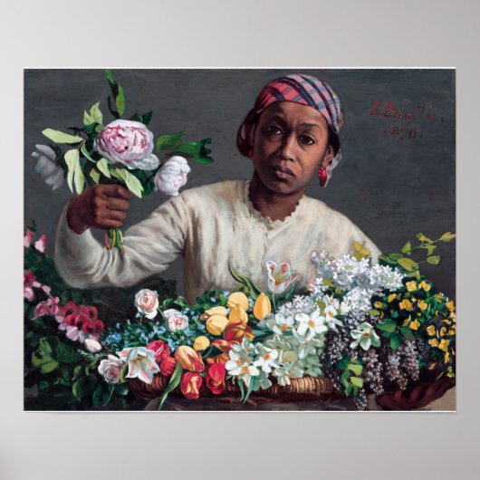 Frederic Bazille - Junge Frau mit Pfingstrosen Poster (Vorne)