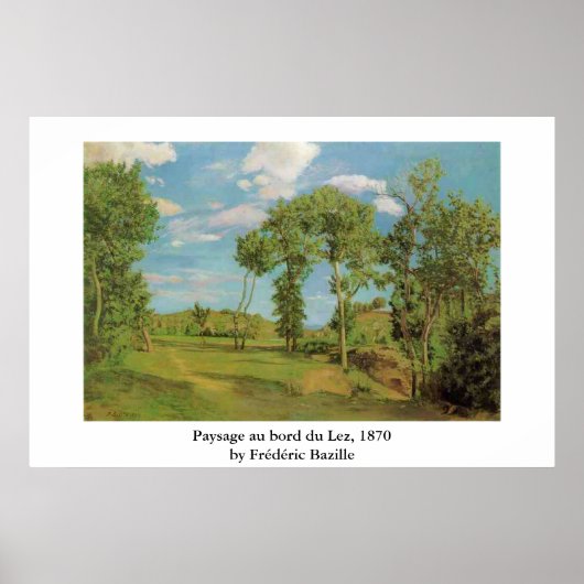 Frédéric Bazille's Paysage au bord du Lez Poster (Vorne)