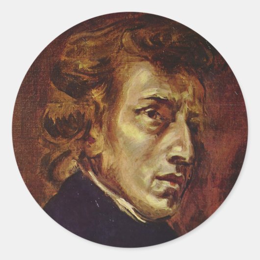 Frederic Chopin Portrait von Eugene Delacroix Runder Aufkleber (Vorderseite)