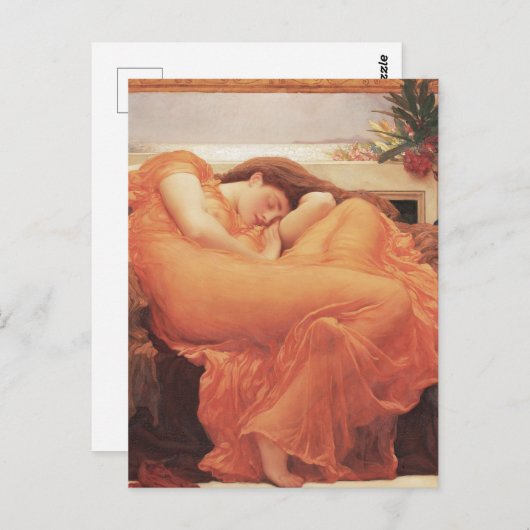 Frederic Lord Leighton Flaming June Square Art Postkarte (Vorne/Hinten)