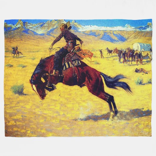 Frederic Remington A Cold Morning auf der Range Fleecedecke (Vorderseite (Horizontal))