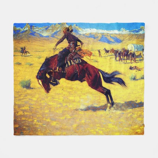 Frederic Remington A Cold Morning auf der Range Fleecedecke (Vorderseite (Horizontal))