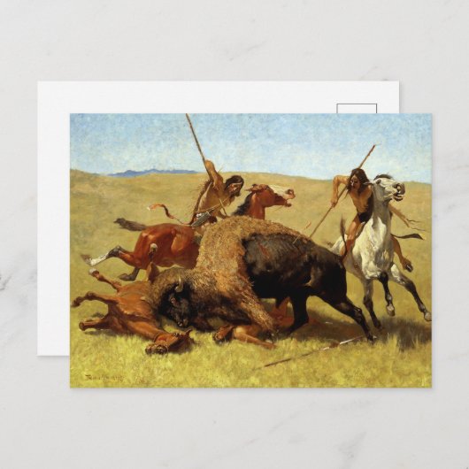 Frederic Remington die Buffalo-Jagd Postkarte (Vorne/Hinten)