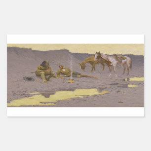 Frederic Remington - Ein neues Jahr auf der Cimarr Rechteckiger Aufkleber