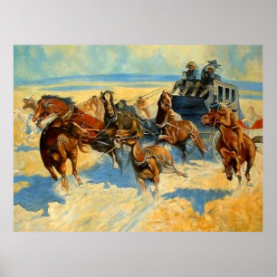 Frederic Remington Gemälde „Downing the Nigh Lead“ Poster