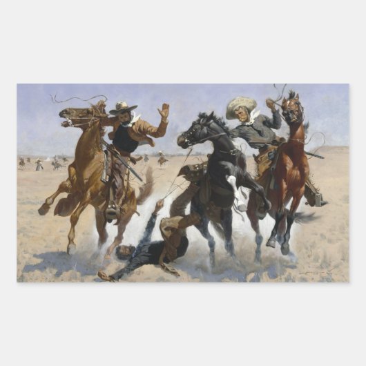 Frederic Remington - Hilfe für einen Kameraden Rechteckiger Aufkleber (Vorderseite)