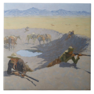 Frederic Remington - Kampf für das Waterhole Fliese