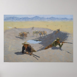 Frederic Remington - Kampf um Waterhole Poster