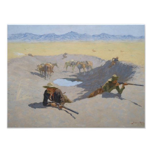 Frederic Remington - Kämpfe um die Waterhole Fotodruck (Vorne)