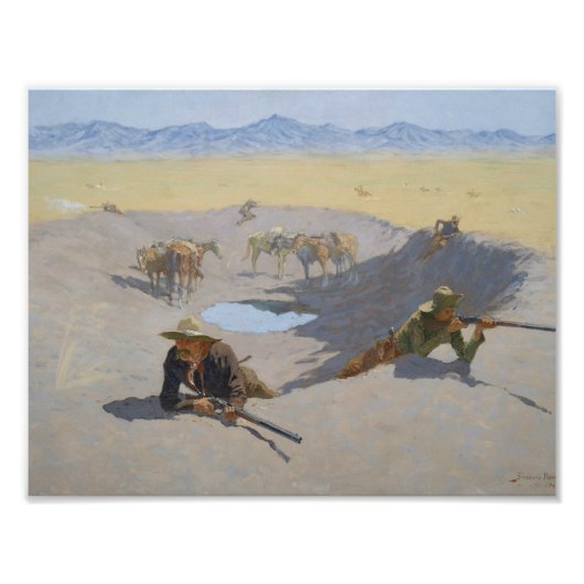Frederic Remington - Kämpfe um die Waterhole Fotodruck (Vorne)