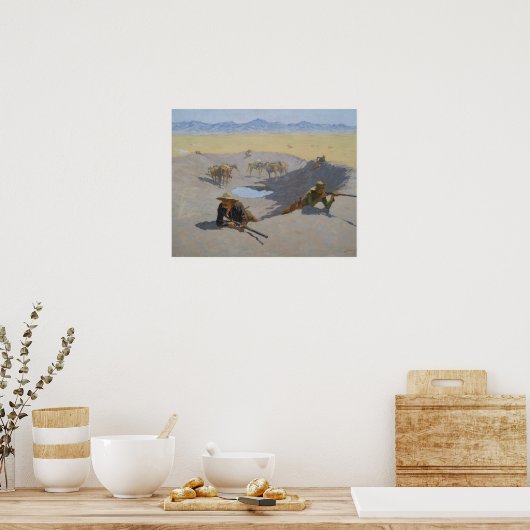 Frederic Remington - Kämpfe um die Waterhole Poster (Küche)