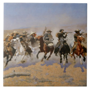 Frederic Remington Malerei "Dash for the Timber" Fliese