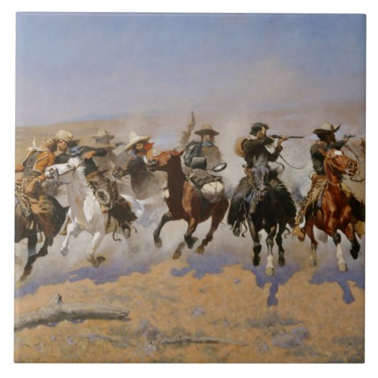 Frederic Remington Malerei "Dash for the Timber" Fliese (Vorderseite)