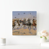 Frederic Remington Malerei "Dash for the Timber" Quadratische Wanduhr (Zuhause)