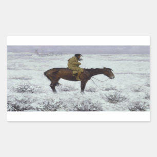 Frederic Remington - The Herd Boy Rechteckiger Aufkleber