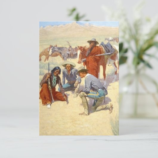 Frederic Remington Western Art "A Map in the Sand" Dankeskarte (Stehend Vorderseite)