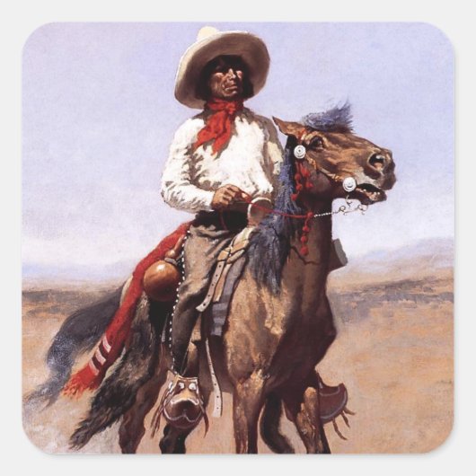 Frederic Remington Western Art "A Regimental Scout Quadratischer Aufkleber (Vorderseite)