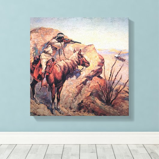 Frederic Remington Western Art "Apache Ambush" Leinwanddruck (Insitu (Holzboden))