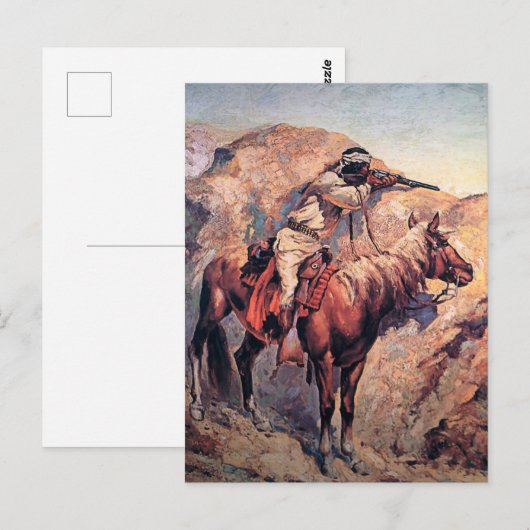 Frederic Remington Western Art "Apache Ambush" Postkarte (Vorne/Hinten)