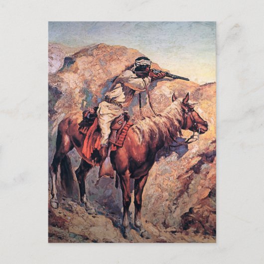 Frederic Remington Western Art "Apache Ambush" Postkarte (Vorderseite)