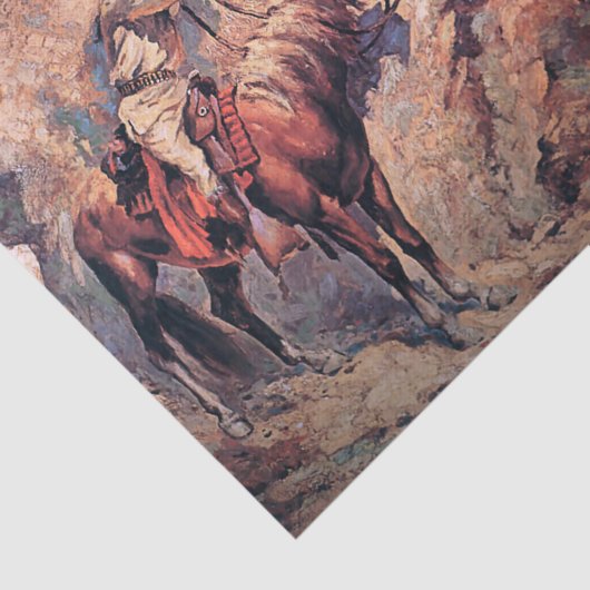 Frederic Remington Western Art "Apache Ambush" Seidenpapier (Ausschnitt)