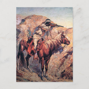 Frederic Remington Western Art „Apache-Überfall“ Postkarte