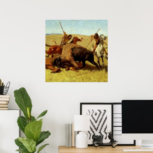Frederic Remington Western Art "Buffalo Hunt" Poster (Heimbüro)