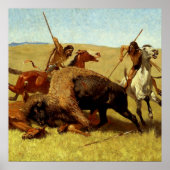 Frederic Remington Western Art "Buffalo Hunt" Poster (Vorne)