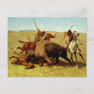 Frederic Remington Western Art "Buffalo Hunt" Postkarte