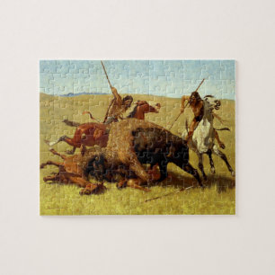 Frederic Remington Western Art „Büffeljagd“ Puzzle