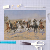 Frederic Remington Western Art "Dash for Timbe" Seidenpapier (Handwerk)