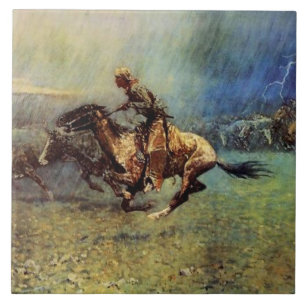 Frederic Remington Western Art „Die Stampede“ Fliese