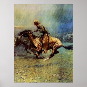 Frederic Remington Western Art „Die Stampede“ Poster