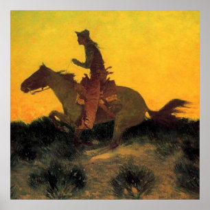 Frederic Remington Western Art „Gegen den Sonnenun Poster