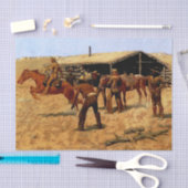 Frederic Remington Western Art "Pony Express" Seidenpapier (Handwerk)