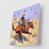 Frederic Remington Western Art "The Cowboy" Quadratische Wanduhr (Winkel)