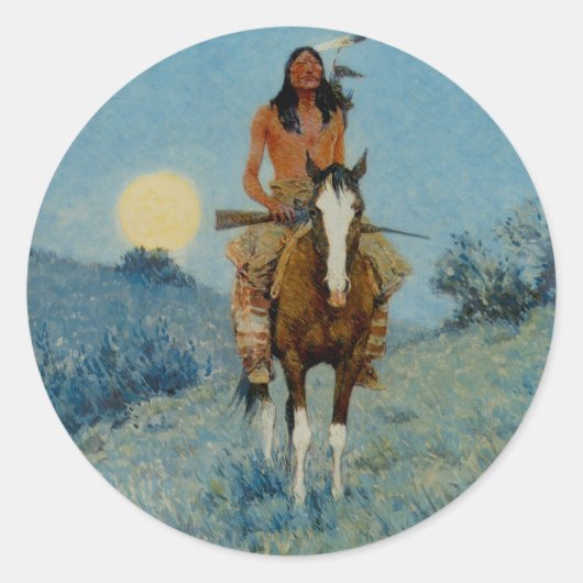 Frederic Remington's The Outlier 1909 Runder Aufkleber (Vorderseite)