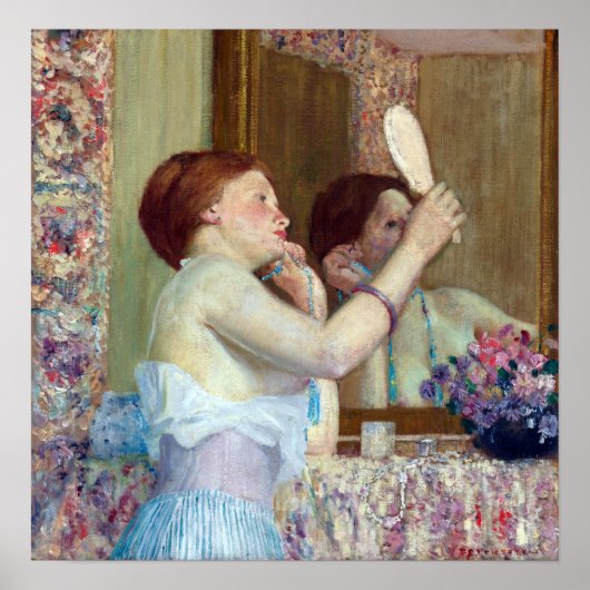 Frederick Carl Frieseke Frau mit Spiegel Poster (Vorne)