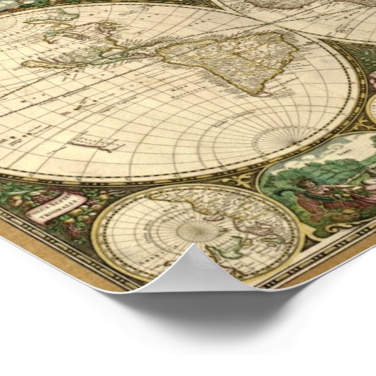 Frederick de Wit 1660 Map of the World Poster (Ecke)