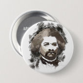 Frederick Douglass Aquarellbilder Portrait Button (Vorne & Hinten)