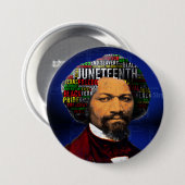 Frederick Douglass c1860s, Juneteenth Word Cloud Button (Vorne & Hinten)