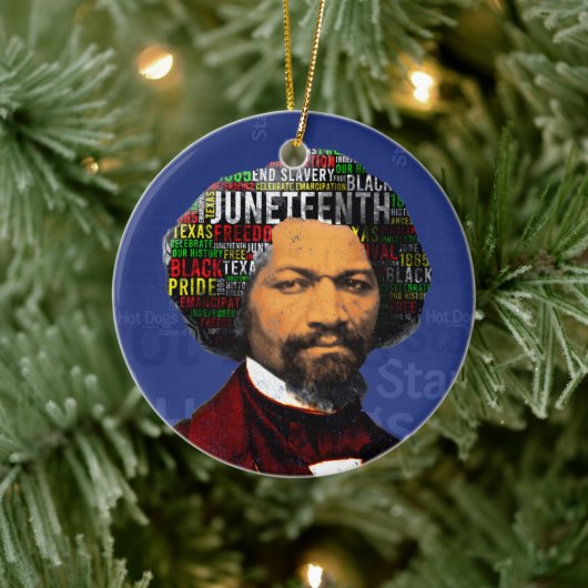 Frederick Douglass c1860s, Juneteenth Word Cloud Keramik Ornament (Baum)