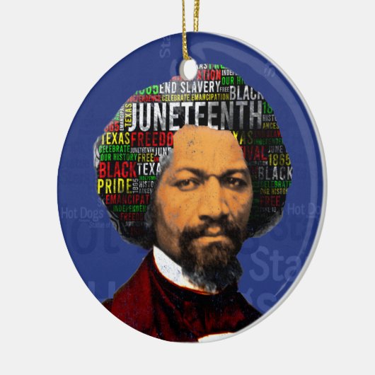 Frederick Douglass c1860s, Juneteenth Word Cloud Keramik Ornament (Links)