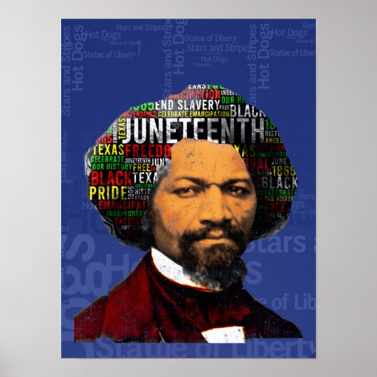 Frederick Douglass c1860s, Juneteenth Word Cloud Poster (Vorne)