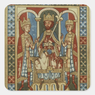 Frederick I mit seinen zwei Söhnen Quadratischer Aufkleber